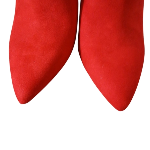 Jessica Simpson Averna Red Suede Ankle Boots Stiletto Heeled Booties size 7.5 - Picture 3 of 13